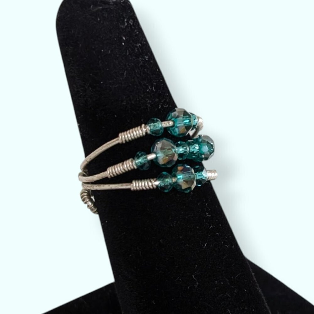 Artisan Beaded Wrapped Metal Ring